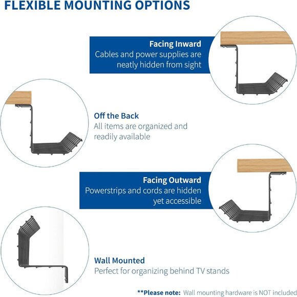 NEW in Box VIVO Under Desk Cable Management Racks 2 pack DESK-AC06-2B - Picture 4 of 12